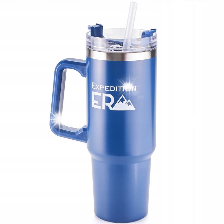 Cana termica ExpeditionEra 880ml, inox, cu capac si pai, pentru bauturi calde si reci