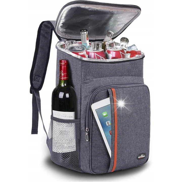 Kemping hűtőtáska, 23L, vízálló, szürke