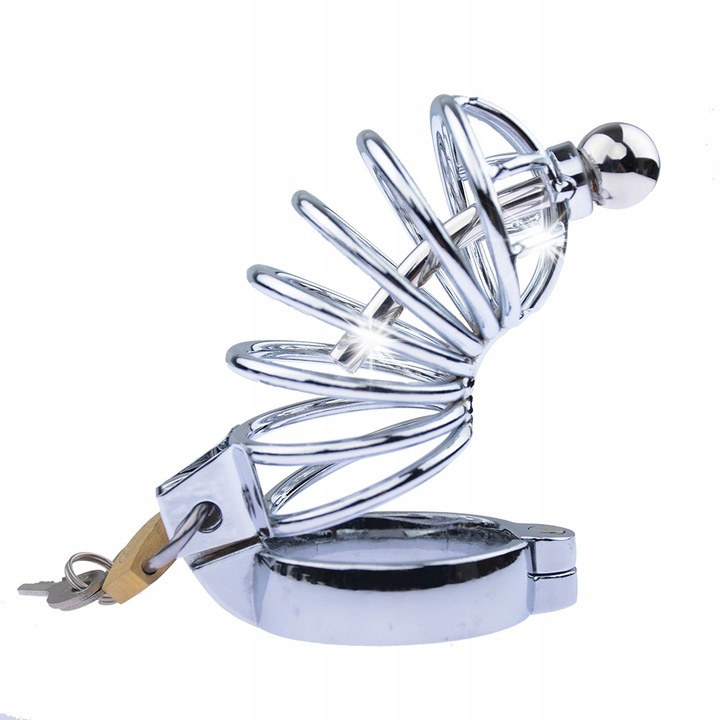 Centura de castitate pentru barbati, cu plug si inel, 45mm,