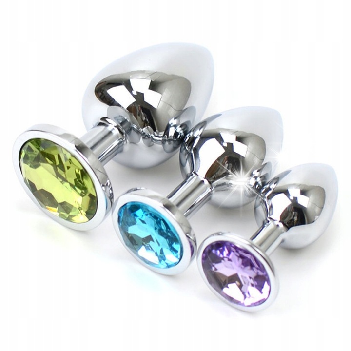 Butt Plug Anal Blue Lotus, cu gema, dimensiuni mici, medii, mari, aurie