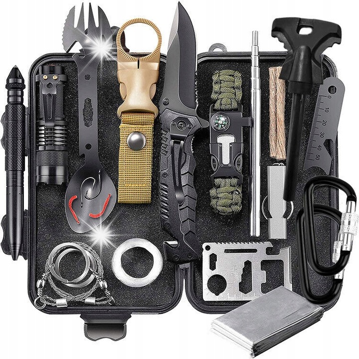 Set de supravietuire profesional, 26 in 1, negru, dimensiuni 20x11.7x6.9cm