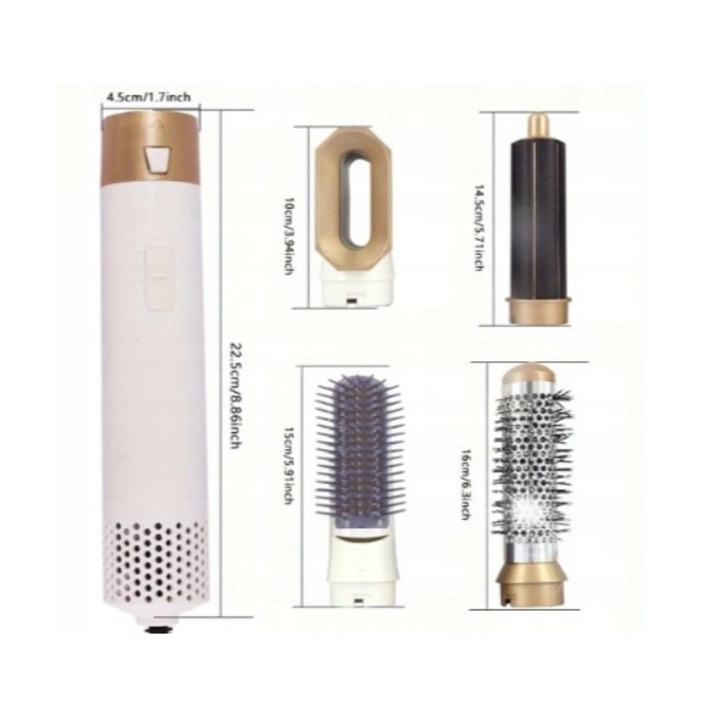 A következő generációs 5 az 1-ben hajszárító, kefével, hajsütővassal, fésűvel, hajvasalóval, 1000W, szürke-rózsaszín, teljes készlet