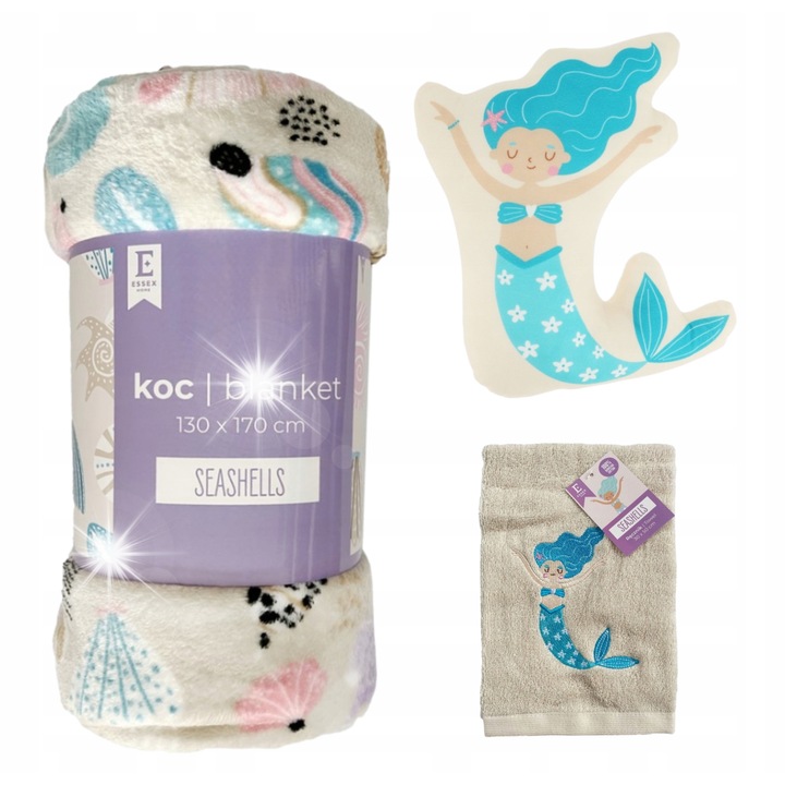 Patura cu 2 perne, home&you, 130x170cm, poliester, gri inchis, model festiv