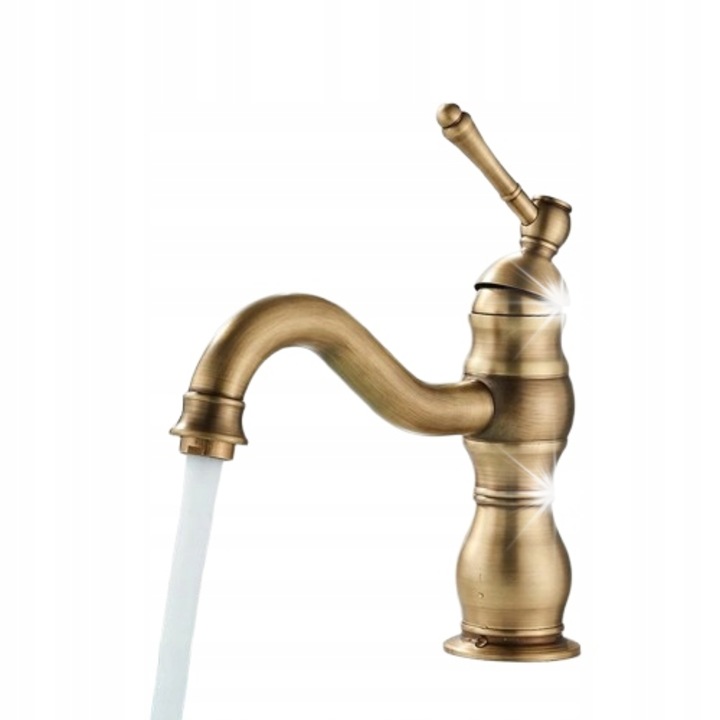 Ретро смесител за мивка, единични дръжки, полиран бронз, 14 см