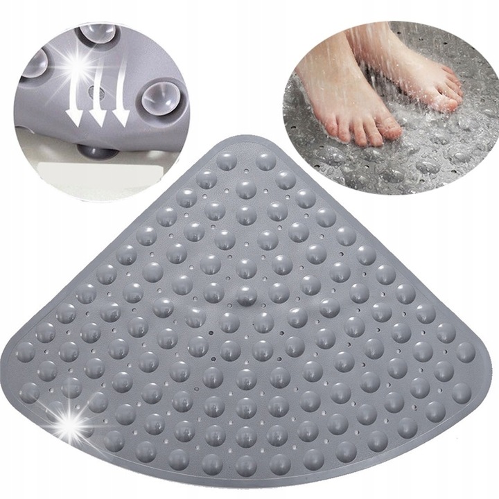 Mata antiderapanta semicirculara pentru dus, 65x65cm, design prietenos cu mediul, model cu buline