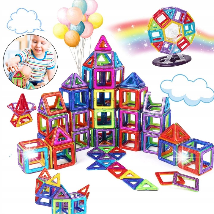 Set de constructie KLOCKI MAGNETYCZNE DOM 104 EL.