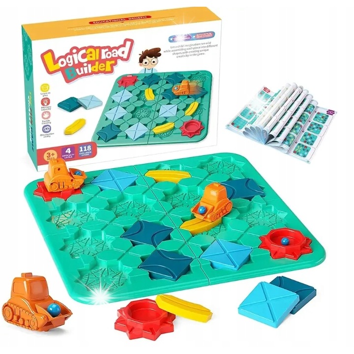 Настолна игра, лабиринт за деца, пътно строителство, 118 нива, 4-8 години, пълен комплект