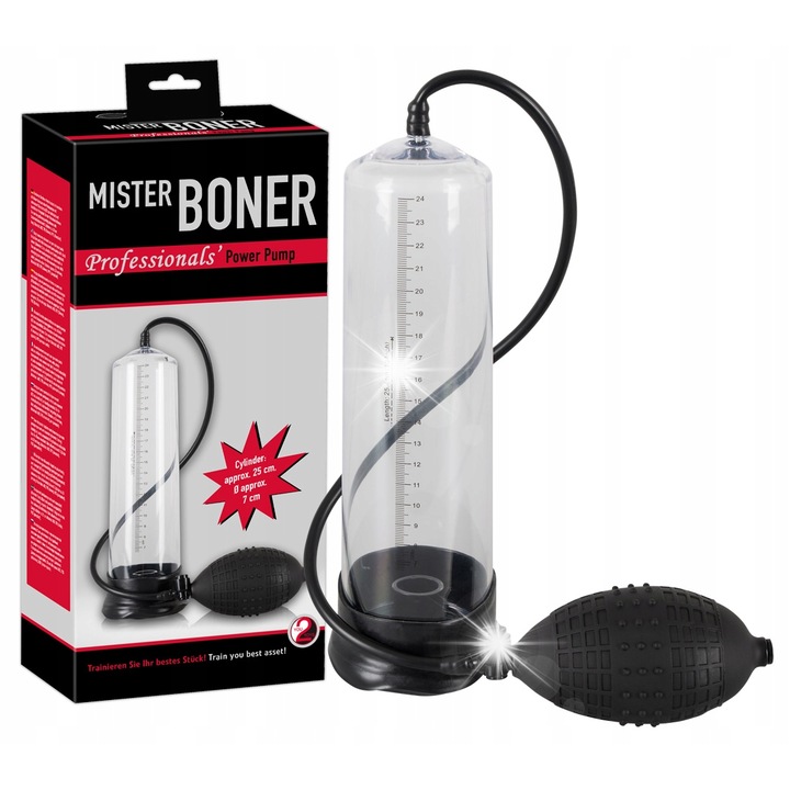 Прозрачна секс помпа с маншет, You2Toys, 25 см, черна, за уголемяване на пениса