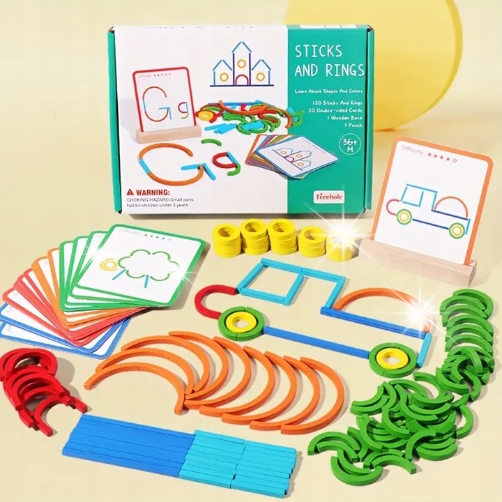 Jucarii educationale, set de bete creative pentru dezvoltarea abilitatilor motorii, recunoasterea culorilor, multicolor