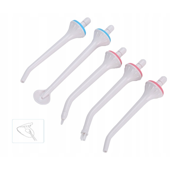 Set accesorii irigator oral, 5 piese, alb, 27x13cm
