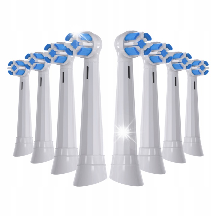 Set 8 capete de schimb pentru periute de dinti, compatibile cu Oral-B iO 3-10, alb