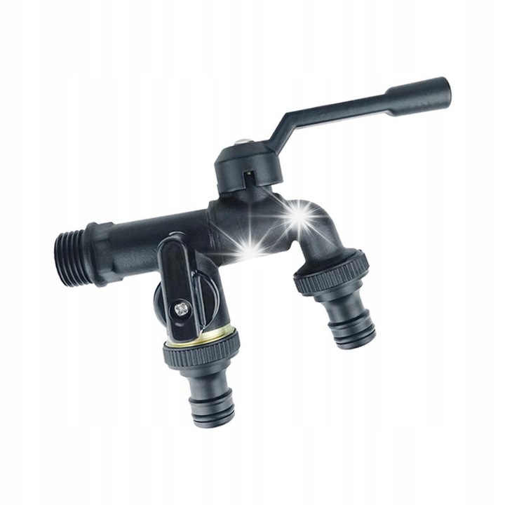 Външен кран с два изхода, предни дръжки, 17,2x9,5см, от месинг