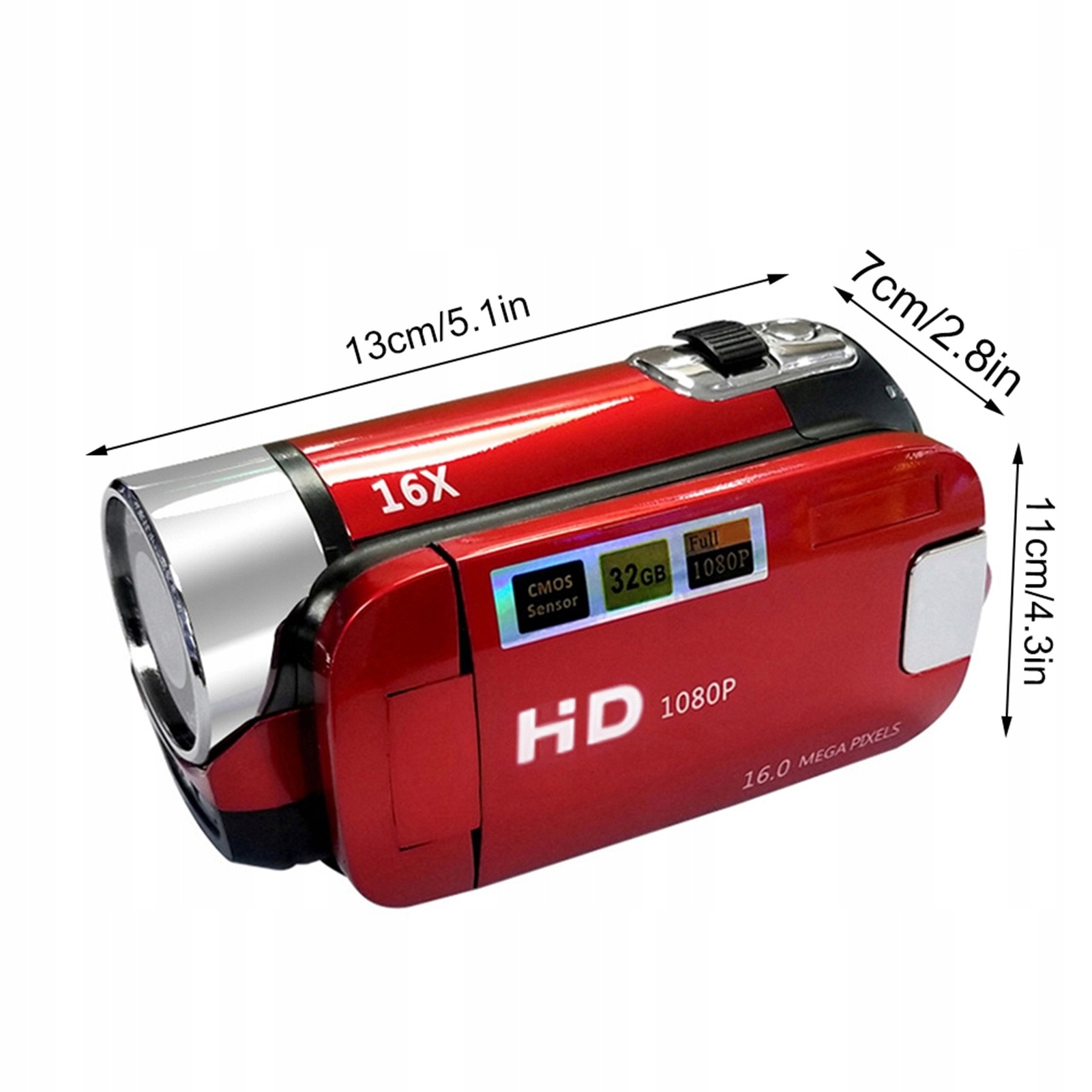 Camera video HD, 16X zoom, rosie, 2,4 inch, set complet - eMAG.ro