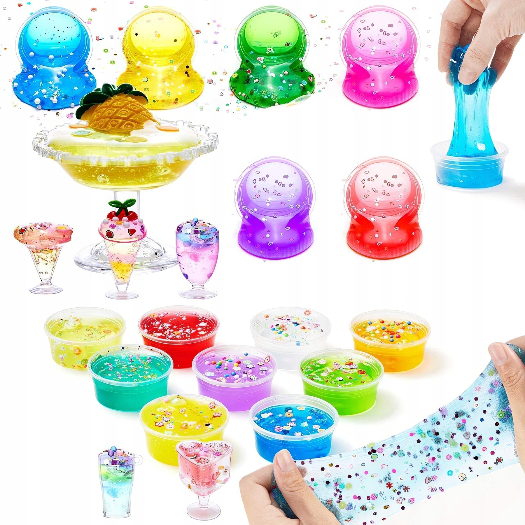 ❤MILKSLIME❤ Set 120 piese slime, 24 culori, 48 sticle sclipici, 6 culori lut