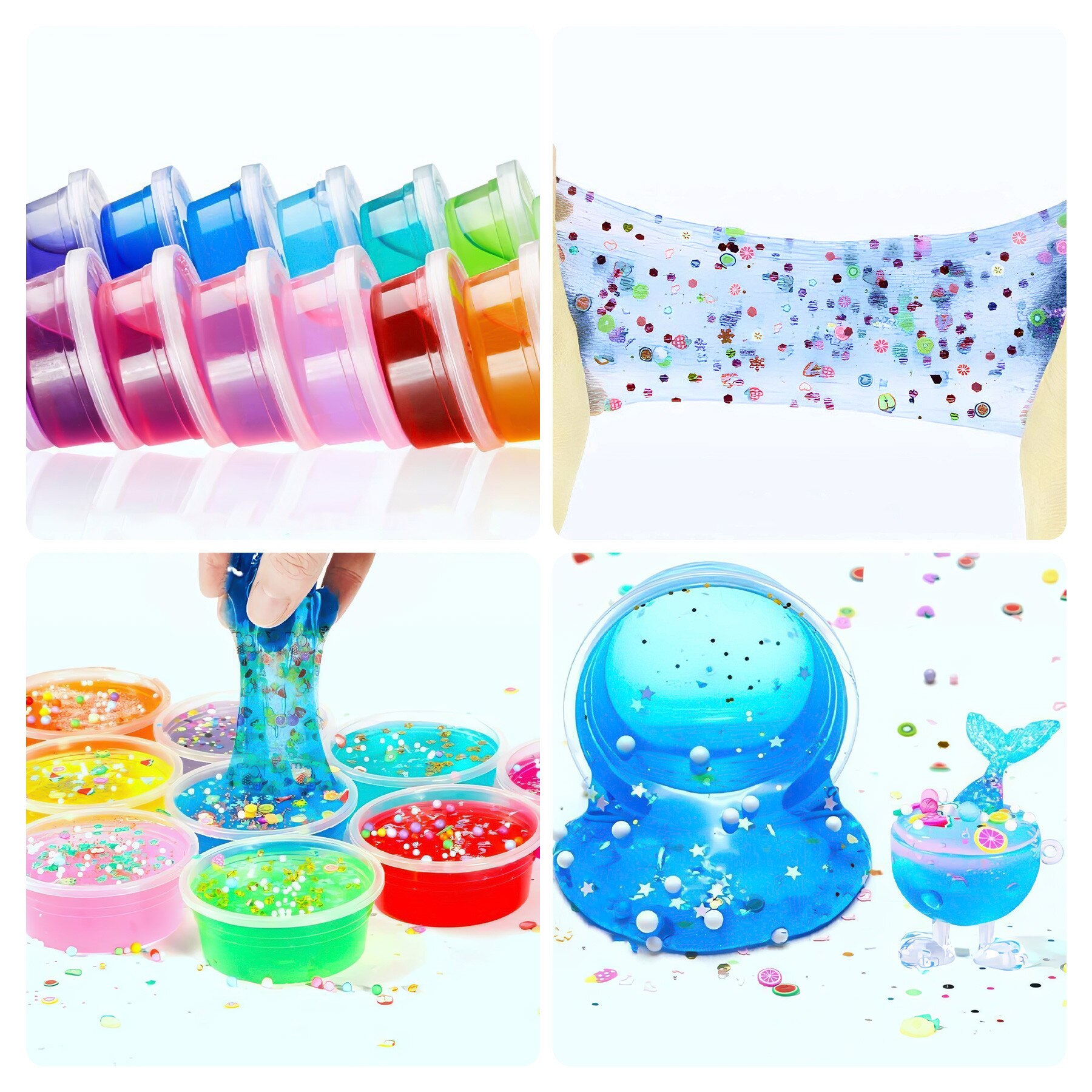 Set 120 piese slime, 24 culori, 48 sticle sclipici, 6 culori lut