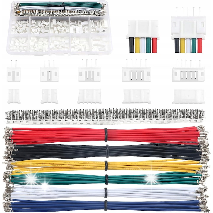Set conectori JST 420 bucati 1,5 mm pentru electronica, 2-6 pini, 22AWG