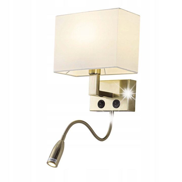 Aplica fali lámpa kapcsolóval, LED, sárgaréz, E14