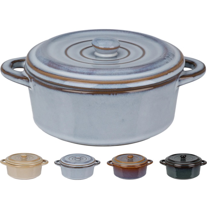 Комплект от 4 рамекини с капаци Koopman International, керамични, 17x13x6 см, 350 мл, многоцветни