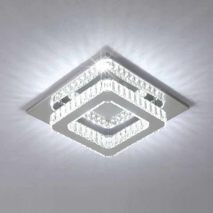 Плафониера LED Comely, кристал, 30W, 6500K, модерна, квадратна