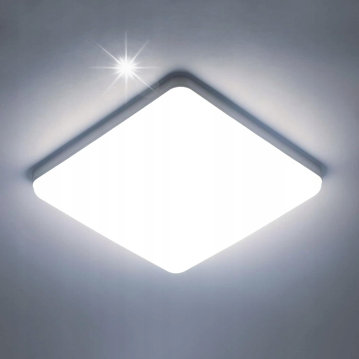 LED-es négyzet alakú mennyezeti lámpa, 36W, 6500K, fehér, méretei 23x23x4cm