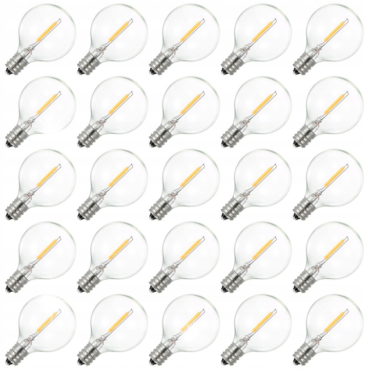 LED крушки G40, 25 броя, E12, 2700K, 1W, енергоспестяващи