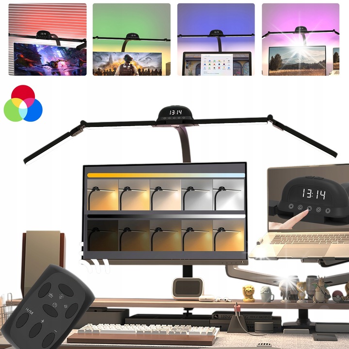 Lampa RGB LED cu senzor de miscare, 120 cm, neagra, reglabila