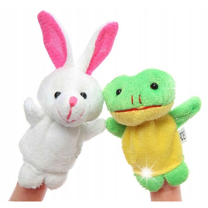 Set de papusi de deget, animale, 10 bucati, multicolor, 4-6x6-10cm