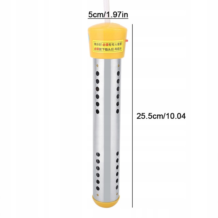Incalzitor piscina, 2000W, inox/PVC, 50x50x255mm, argintiu/galben