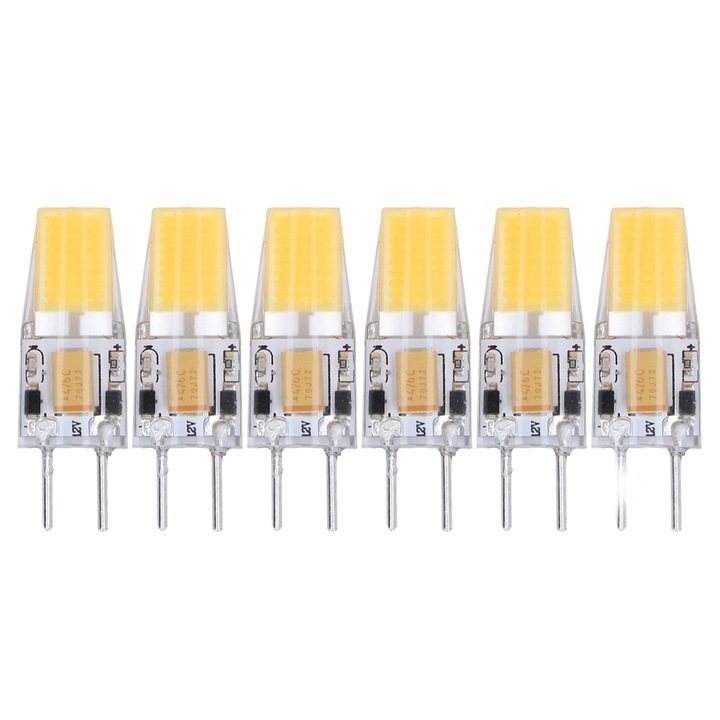 6 db GY6.35 5W AC DC12V COB izzó készlet, 360°-os megvilágítás, meleg fehér, 38x13mm