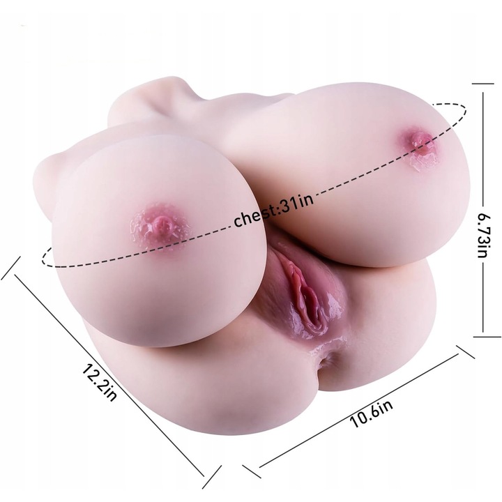 Papusa gonflabila sexuala, 12.2x10.6x6.7 inch, 31 inch bust, cu sani mari, vagin si anus