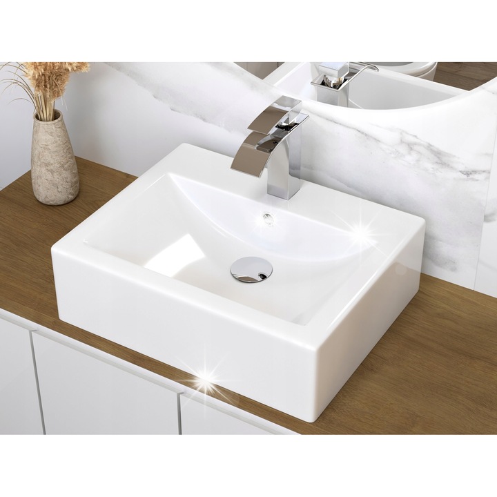 Смесител за мивка, Granitan, модел каскада, хром, 19x11см, включен монтажен комплект