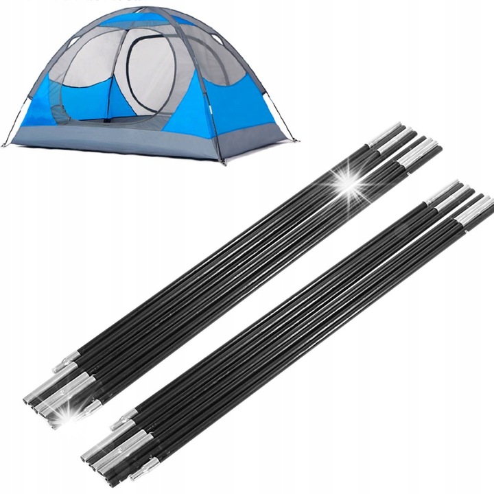 Set 2 stalpi cort, 4.48m, 8 segmente, fibra de sticla, pentru cort 5-6 persoane