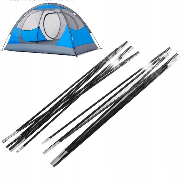 Set 2 stalpi cort, 3,96m, 7 segmente, fibra de sticla, 7mm