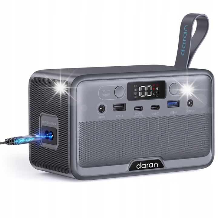 Statie de alimentare portabila Daran YOUYO R100, 28000mAh, 100W, gri, dimensiuni 165x85x100mm, set complet
