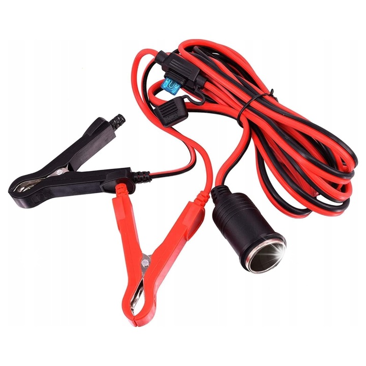 Szivargyújtó aljzat biztosítékkal, 16 AWG, 3m, 15A, 12V/24V