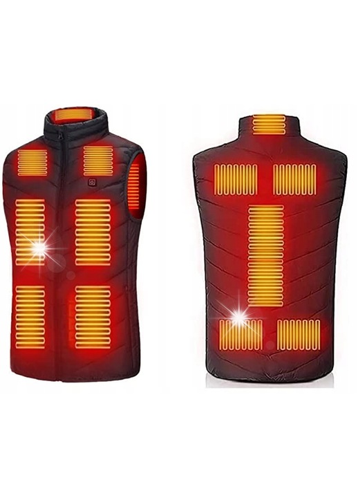 Geaca barbati, vesta incalzita, neagra, poliester, cu 3 niveluri de temperatura, lavabila, L INTL