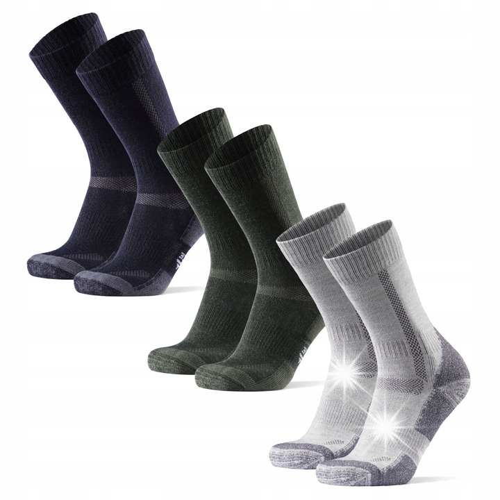 Sosete trekking unisex, Danish Endurance, 3 perechi, lana/acril/poliamida, multicolor, 39-42