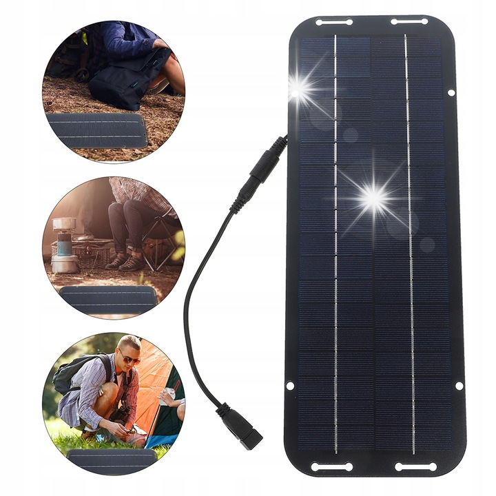 Panel solar portabil 30W 5V, negru, dimensiuni 33,50x12,50x3,00 cm, set complet