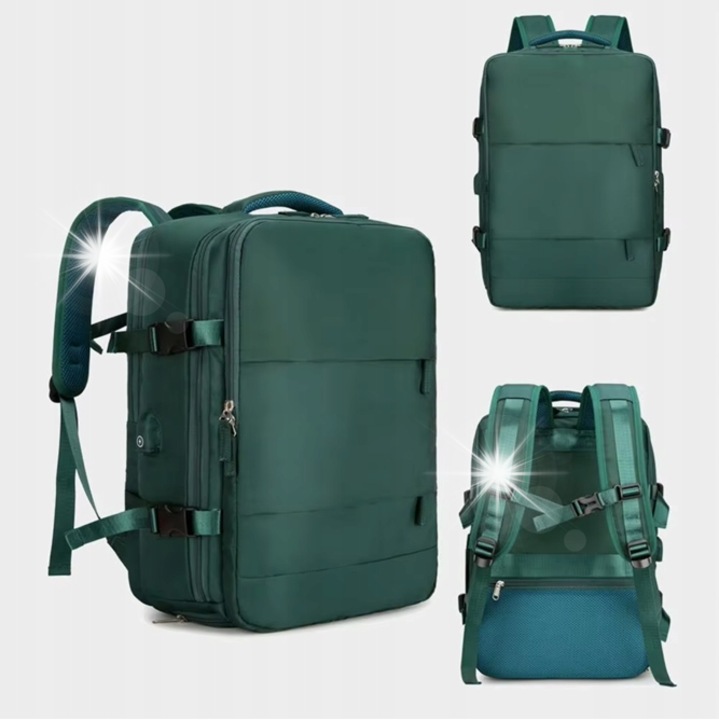 Rucsac calatorie, verde inchis, 42x31x17cm, compartiment pentru laptop 17 inch, impermeabil