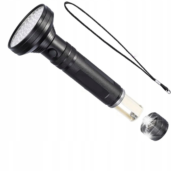 UV фенер 100LED, търсене на кехлибар, водоустойчив IPX4, черен, изработен от алуминиева сплав