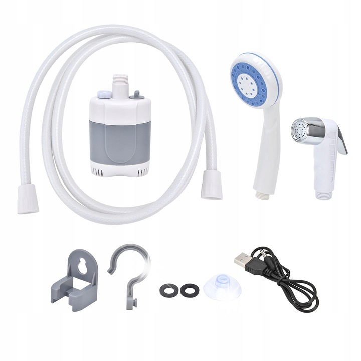 Set dus exterior 12L, TPU + PVC, 43x17cm, cu duza si pompa, alb