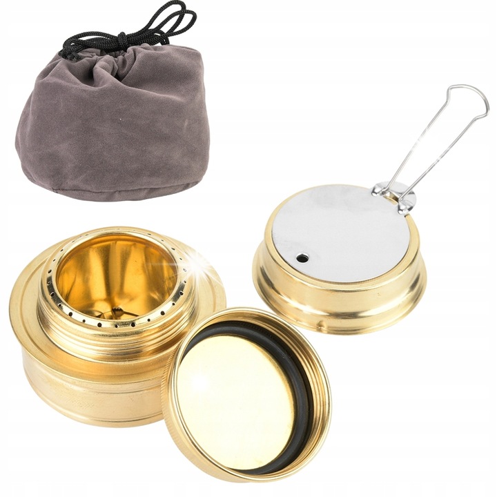 Kemping főző, hordozható modell, tartóval, szürke színű, mérete 97x65mm, teljes készlet táskával.