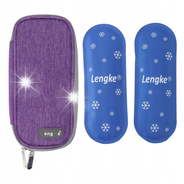 Geanta termica pentru insulina, 2 pachete cu gheata, 21x11cm, material Oxford