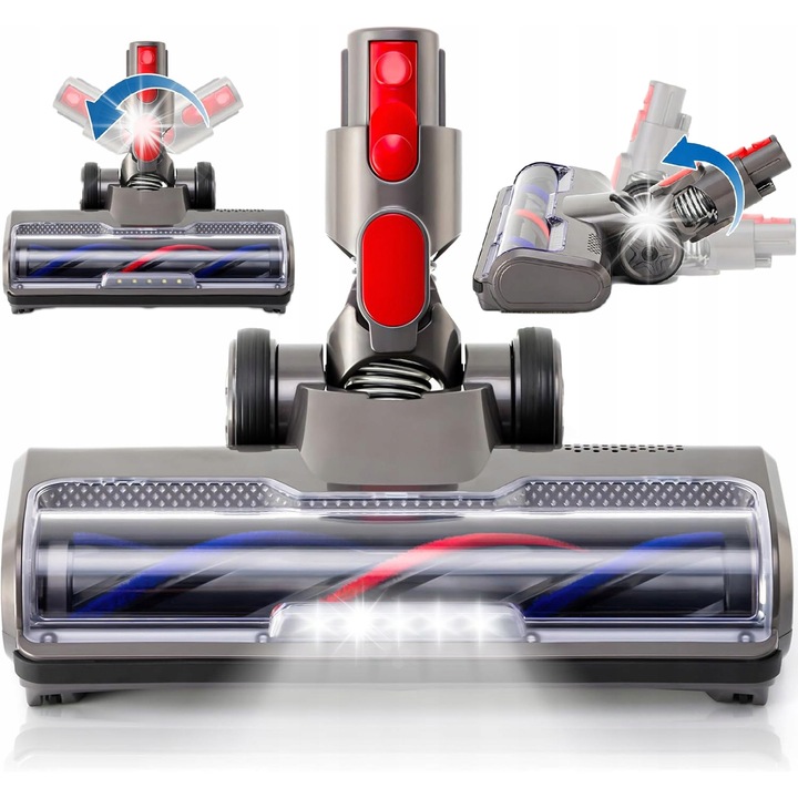 Perie moale LED pentru aspiratoare Dyson V7 V8 V10 V11 V15, curatare eficienta, iluminare LED, 120° rotire