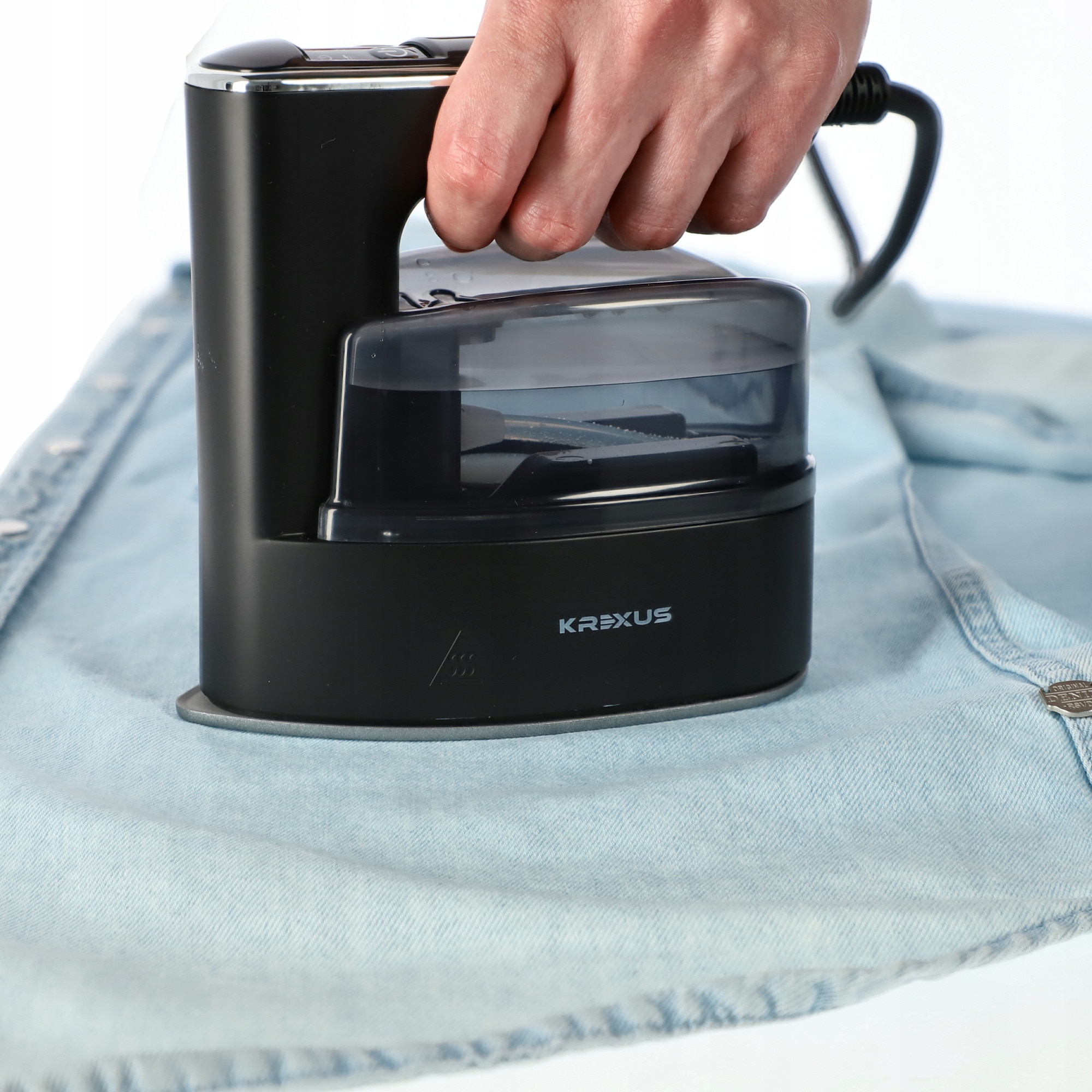 Fier de calcat 2 in 1 KREXUS, ceramica, abur si uscat, 1950W, 3 niveluri de intensitate, compact