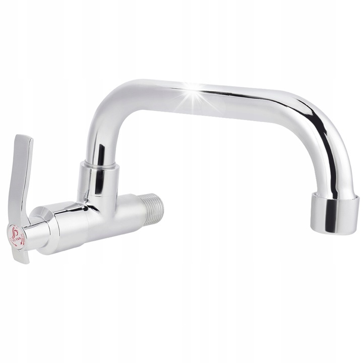 Санитарен стенен кран G1/2, за студена вода, от месинг и неръждаема стомана, хромиран, 20x11см