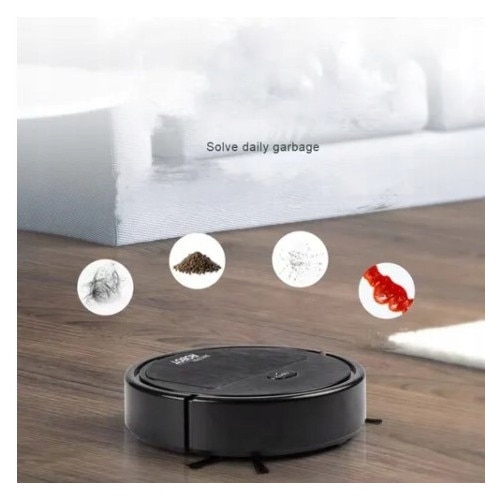 Aspirator robot 3 în 1, Negru, 16,5cm, cu mop, putere mare de aspirație