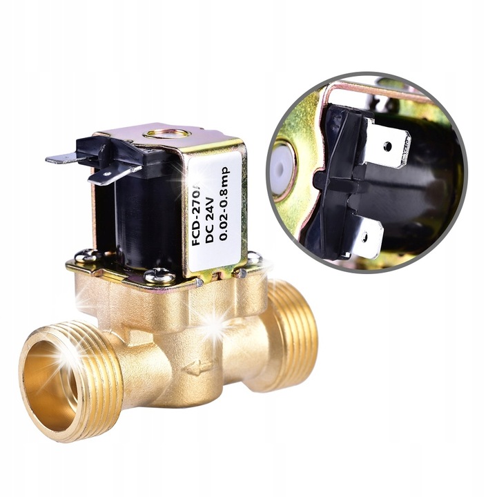 Electrovalva apa NC 3/4, mosi, DC 24V, 6x7cm, fara consum de energie