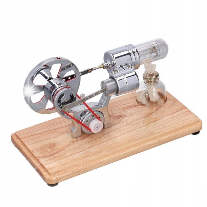 Model motor Stirling, kit educational, 160x85x95mm, argintiu