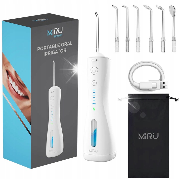 Miru BIP-005 szájzuhany, 250 ml, 6 üzemmód, 6 fúvóka, fehér